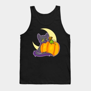 Autumn Spooky Pumpkin Black Cat Tank Top